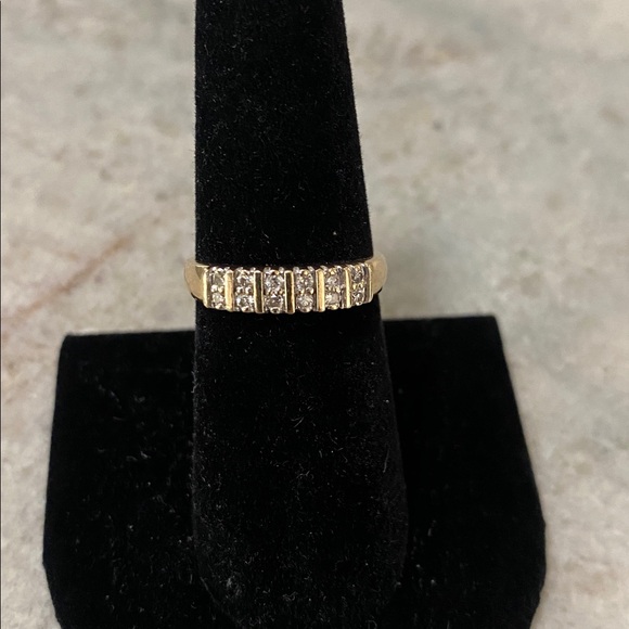 14K YELLOW GOLD GENUINE .36 CTTW ROUND BRILLIANT CUT DIAMOND 2 ROW BAND - Picture 6 of 6